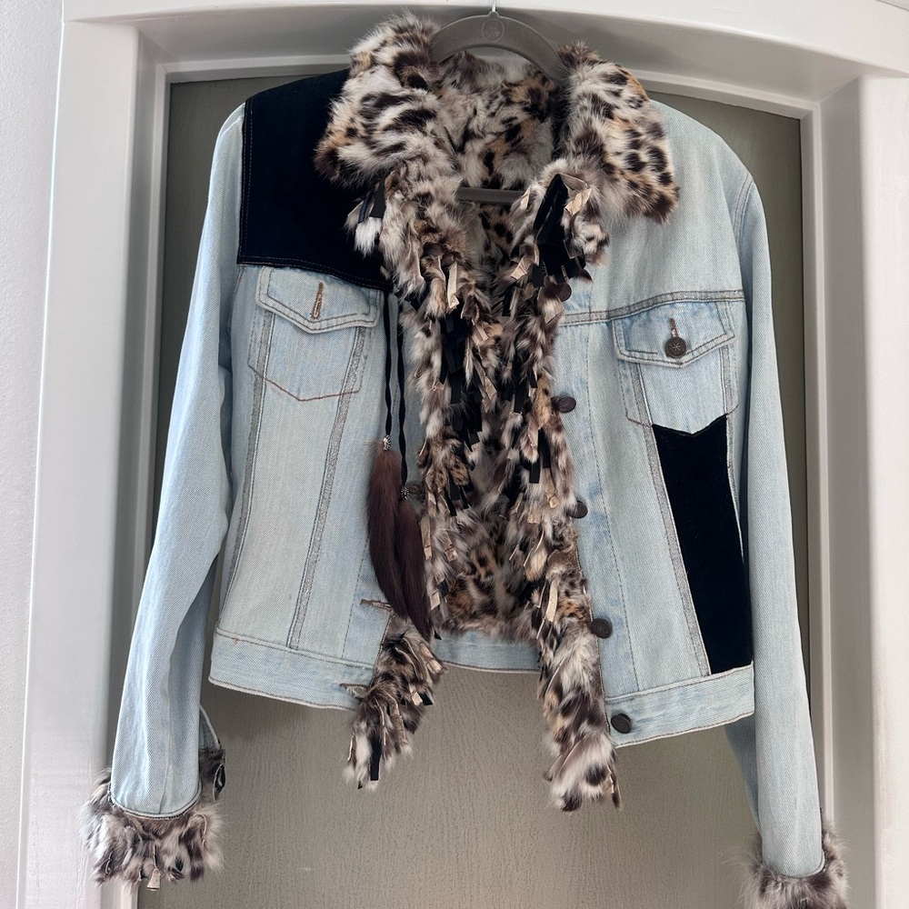 Gorgeous fur lined denim Italian jacket